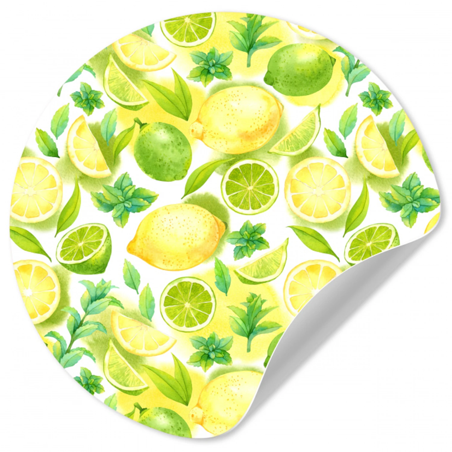 Citroen - Geel - Limoen - Groen Wandcirkel behangsticker klein 186 -3d