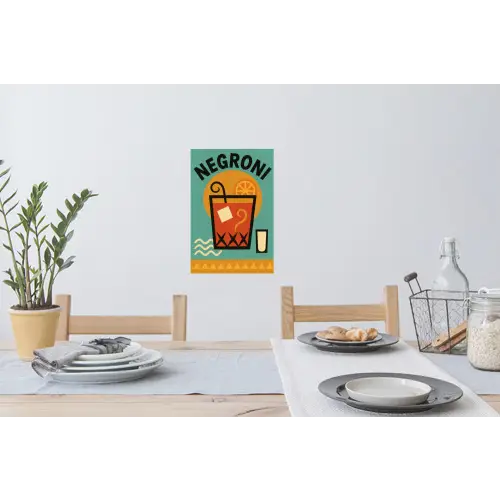 Cocktail - Negroni - Art - Sinaasappel Muursticker klein -eettafel