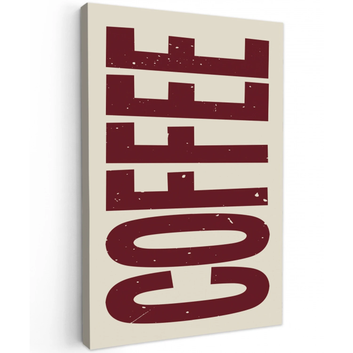 Koffie -Japandi - Rood - Vintage Tuinposter op houten frame 2 cm dik klein -3d