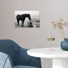 Paard - Auto - Zwart - Wit poster papier klein -sfeer3