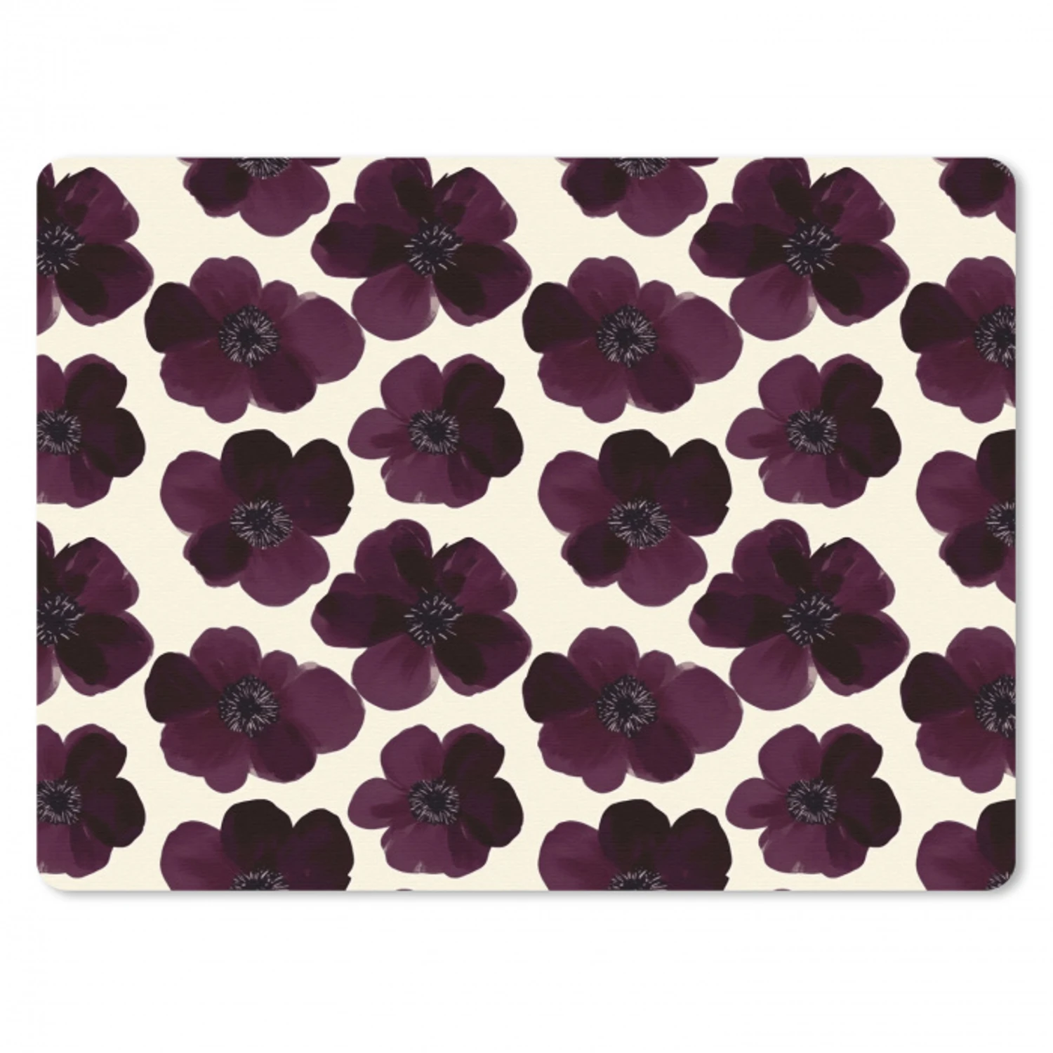Bloemen - Aquarel - Paars muismat rubber klein 262 -3d