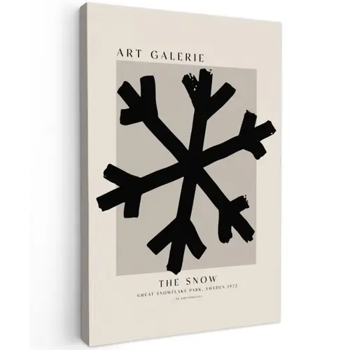 Sneeuwvlok - Kerstmis - Zwart - Feestdagen canvas 2cm klein -z3d