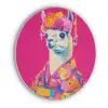 Lama - Kimono - Bloemenkrans - Felroze Akoestische PET Vilt - Rond klein -3d