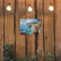 Kustdorp - Schilderij - Rotsen - Boten tuinposter los doek klein -sfeer1