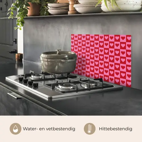 Rood - Roze - Schaakbord - Valentijn keuken achterwand spatscherm klein -usp_NL