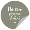 Spreuken - Zomer - Hé zon, ga je mee stralen? - Zon - Tekst Wandcirkel behangsticker klein -3d