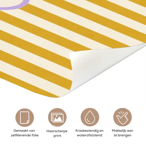 More coffee - Geel - Paars - Strepen - Mok deurposter klein -closeup_NL