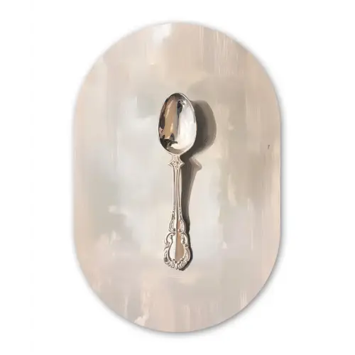 Lepel - Verf - Zilver Wandcirkel Ovaal Glas middel -3d