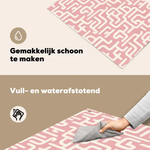 Doolhofpatroon - Roze - Wit - Abstract Inductie beschemer met haakjes klein 777 -ky-schoon-nl