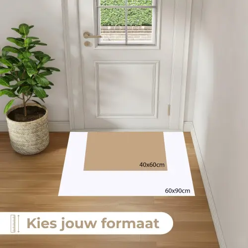 Kronkelende lijnen - Blauw - Bruin - Minimalistisch Deurmat klein 898 -formaat_NL