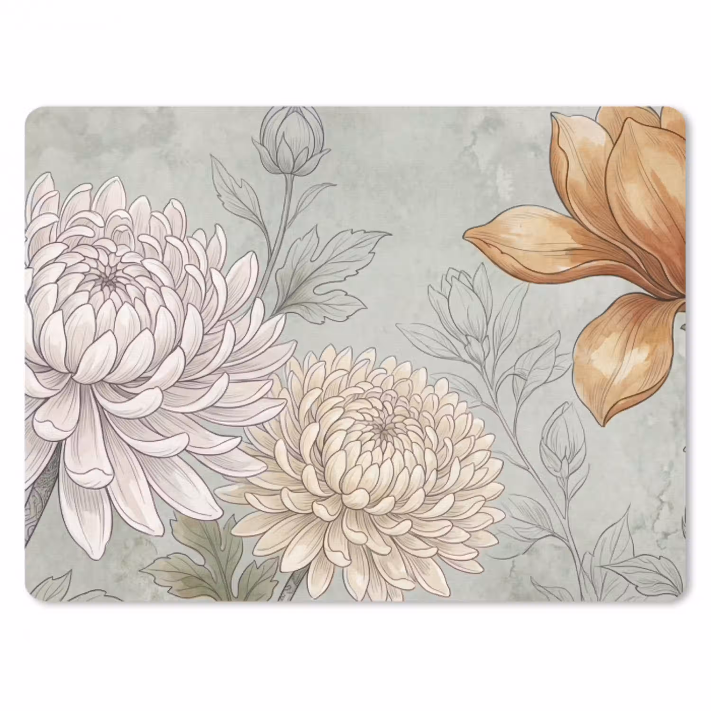 Illustratie - Bloemen - Groen muismat rubber klein -3d