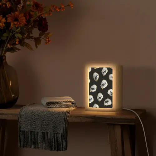 Oesters - Zwart - Vissen - Goud Light Box met kabel (Tafellamp) klein -sfeer4