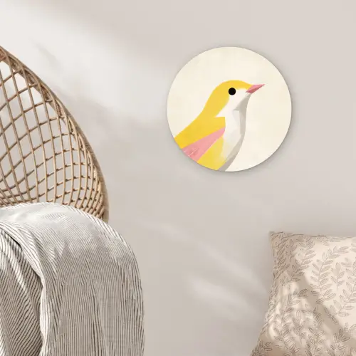 Vogel - Minimalistisch - Geel Wandcirkel plexiglas klein -sfeer5