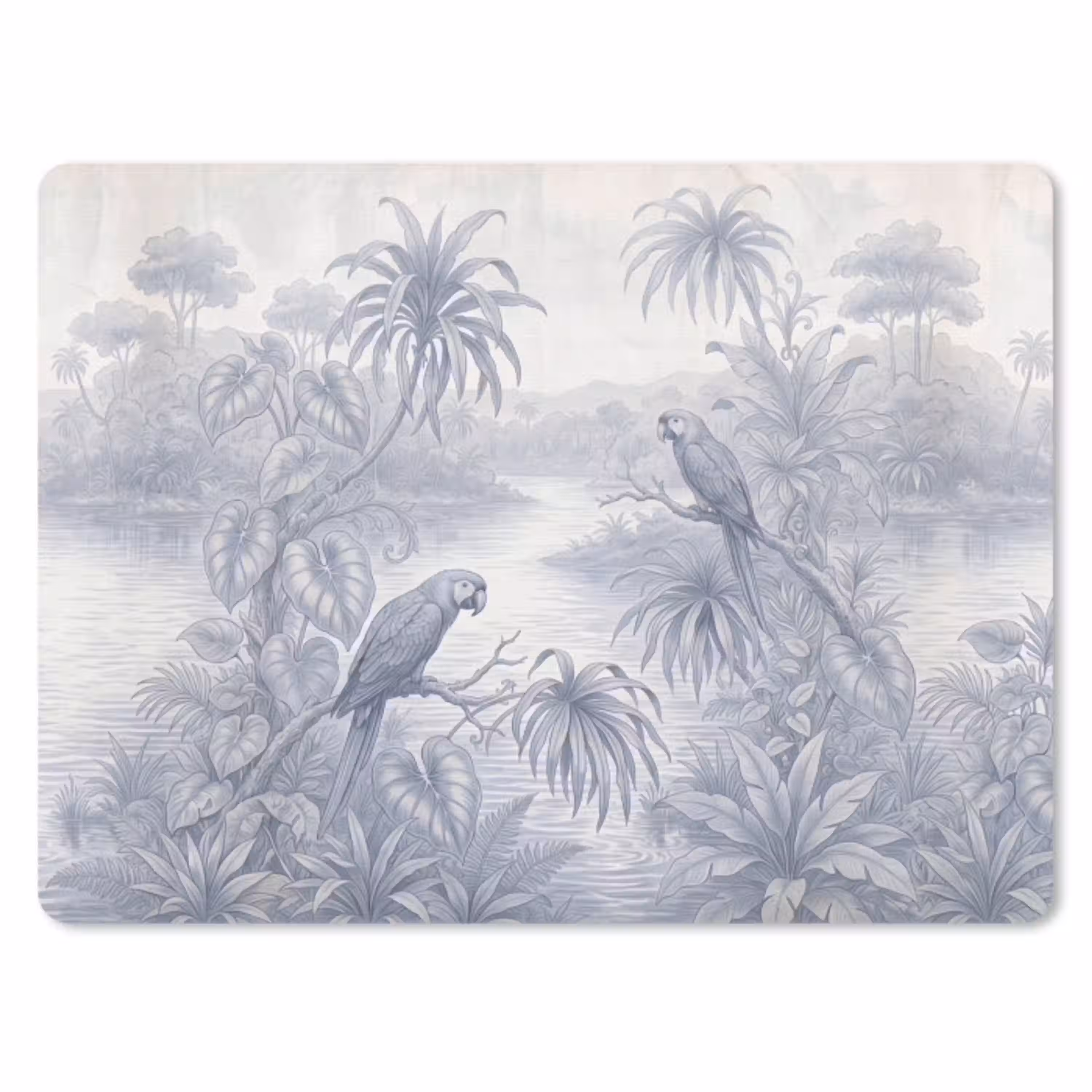 Vogel - Rivier - Tropisch - Illustratie - Blauw muismat rubber klein -3d