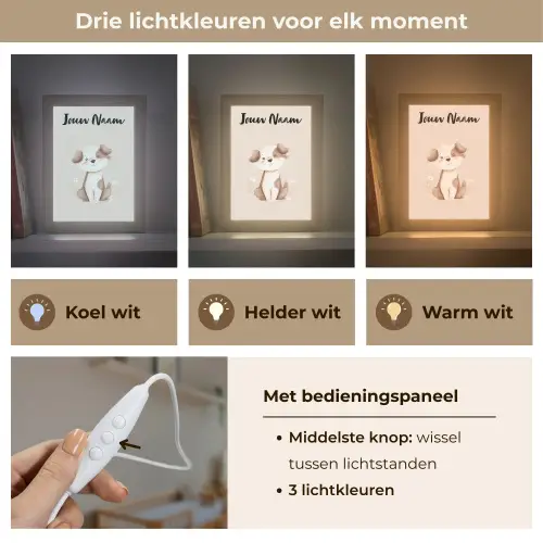 Hond - Gevlekt - Bruin Light Box met kabel (Kinderlampje) klein -USP_lichtkleurNL