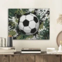 Voetbal - Verf - Spetters - Groen PET vilt klein -sfeer1