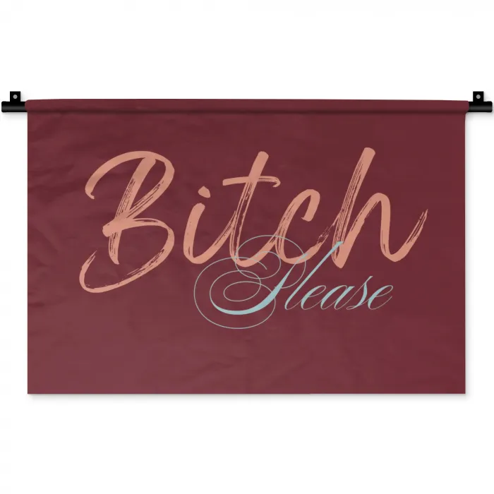 Bitch please - Rood - Blauw Wandkleed katoen klein -zz3d