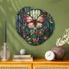 Vlinder - Roze - Bloemen - Bladeren Wandcirkel Organisch Aluminium middel -sfeer2