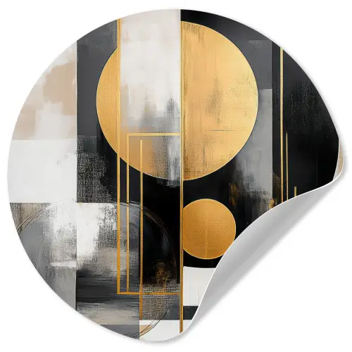 Abstract - Goud - Zilver - Vormen - Aesthetic - Modern Wandcirkel behangsticker klein -3d