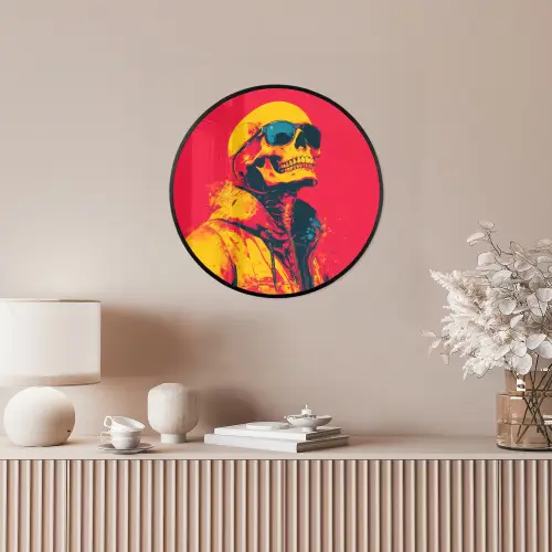Zonnebril - Schedel - Jas - Rood Fotolijst rond zonder passe partout klein -sfeer3