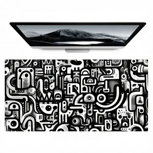Symbolen - Abstract - Grafisch - Zwart Muismat XXL klein -zzz3d