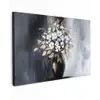 Bloemen - Wit - Vaas - Abstract Tuinposter op houten frame 2 cm dik klein -3d