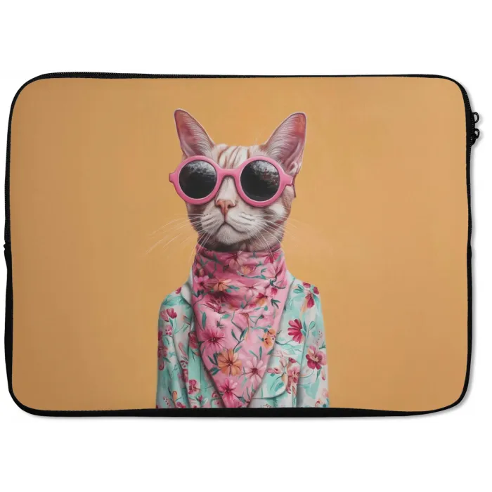 Zonnebril - Kat - Sjaal - Bloemen laptophoes neopreen klein -zkaufland3dotto
