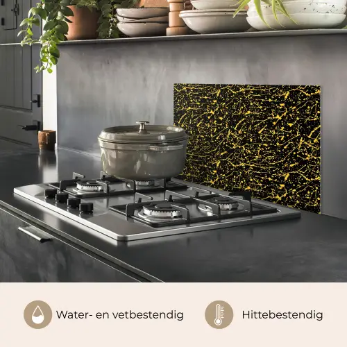 Spat - Waterverf - Geel - Zwart keuken achterwand spatscherm klein 900 -usp_NL