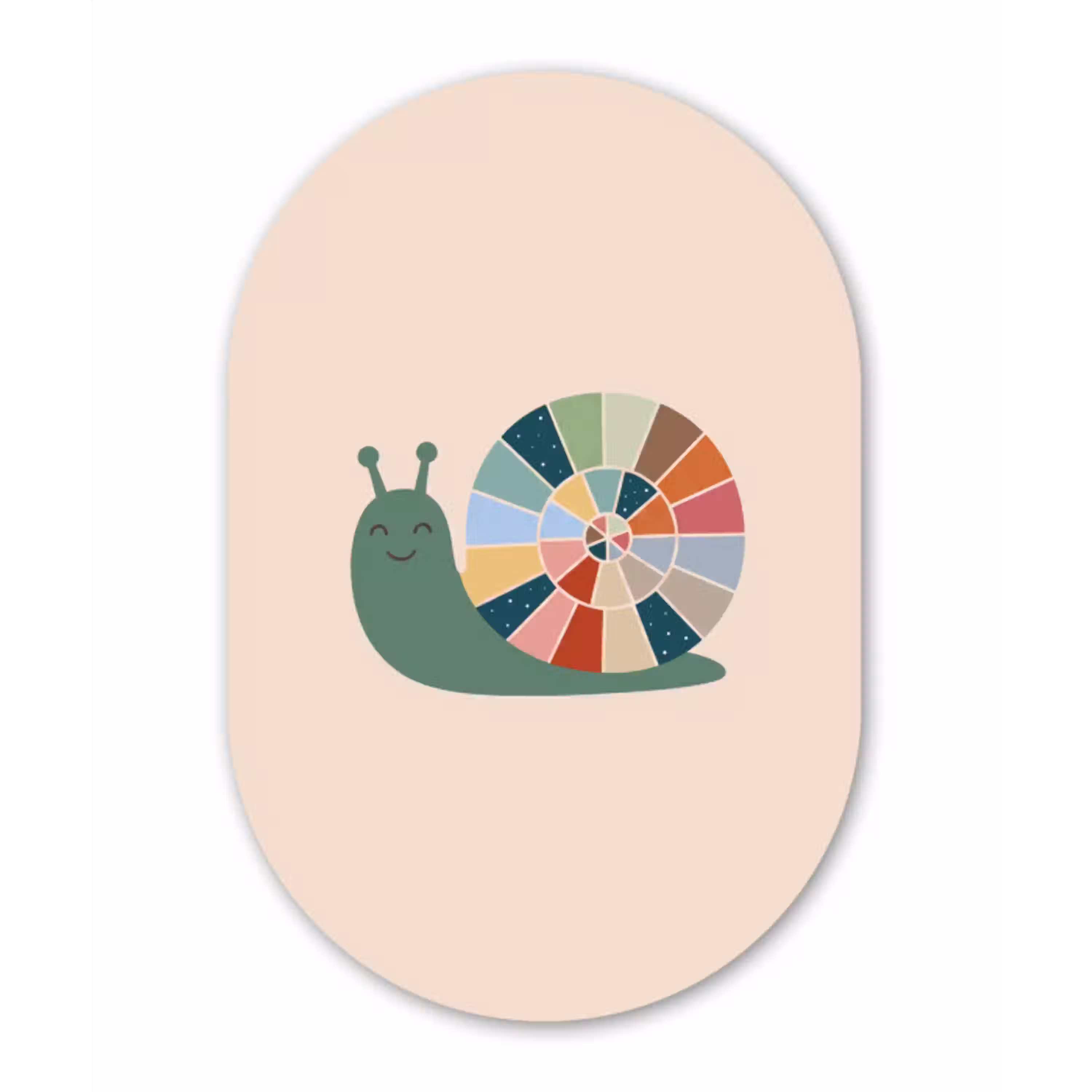 Dieren - Slak - Kleurrijk - Illustratie Wandcirkel Ovaal Forex klein -3d