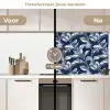 Botanisch - Patroon - Blauw keuken achterwand 2 middel 871 -voor-na2_NL