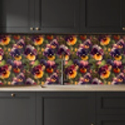 Warm - Patroon - Penseel - Viooltjes keuken achterwand 2 middel 871 -sfeer1