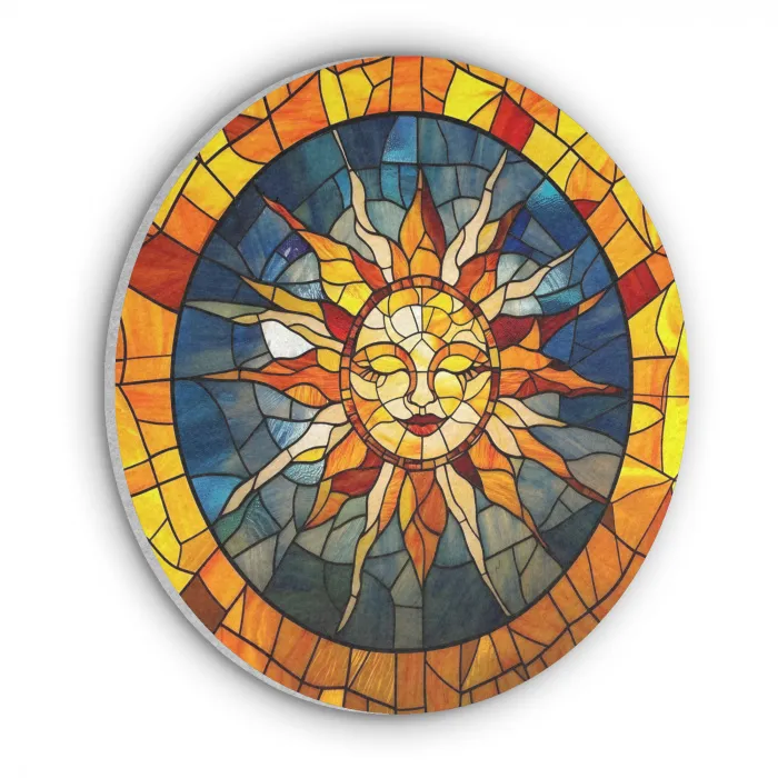 Mozaïek - Zon - Geel - Cirkel Akoestische PET Vilt - Rond klein -3d