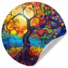 Boom - Zon - Verflook - Kleuren - Abstract Wandcirkel behangsticker klein -3d