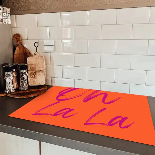 Oh la la - Oranje - Roze - Grafisch Inductie beschermer vinyl 3mm klein -sfeer3