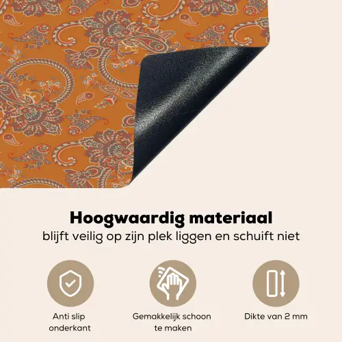 Oranje - Sierlijk - Bloemen Inductie beschemer met haakjes klein 777 -ky-onderkant-nl
