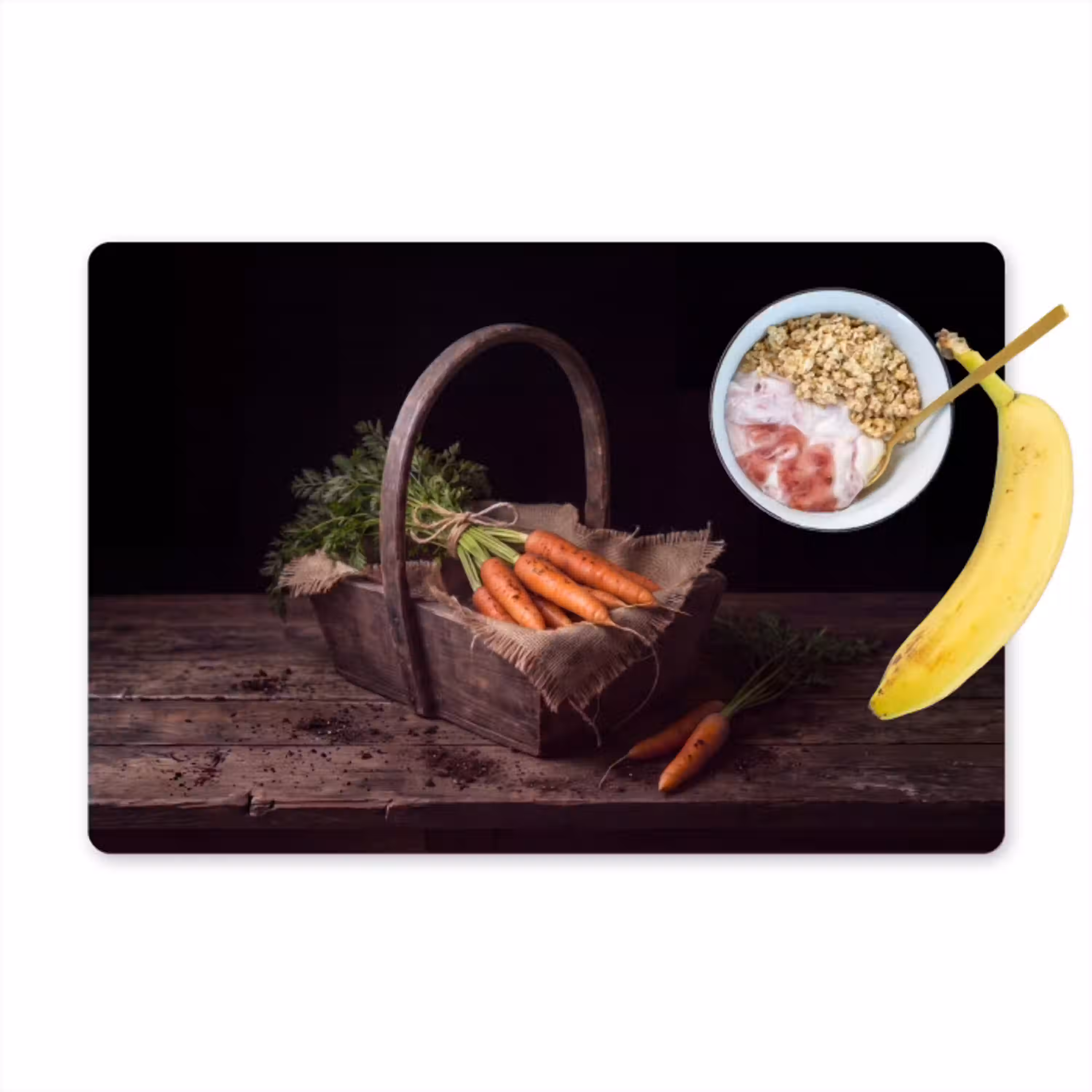 Wortels - Mand - Eten Placemat vinyl groot -zzzproduct_Kitchenyeah-website