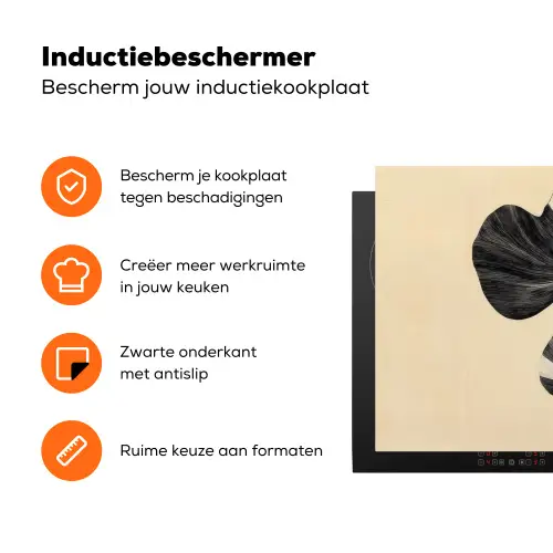 Zwart - Bladeren - Strepen - Minimalistisch Inductie beschermer vinyl 3mm klein -zzzzzzz-td-ups
