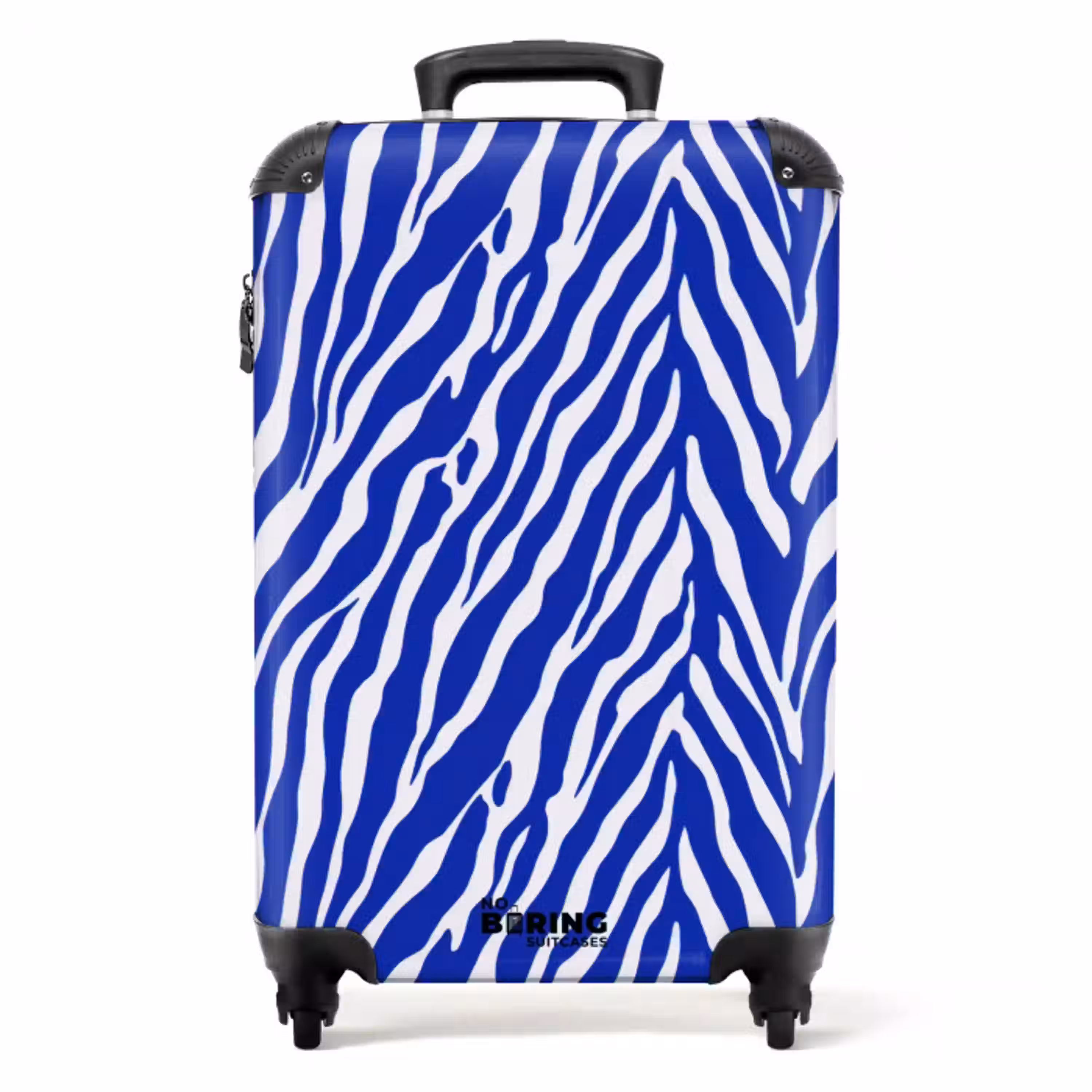 Zebra - Patroon - Kobalt - Blauw NBS - Handbagage koffer - Volwassenen Unisex middel -productfoto_recht