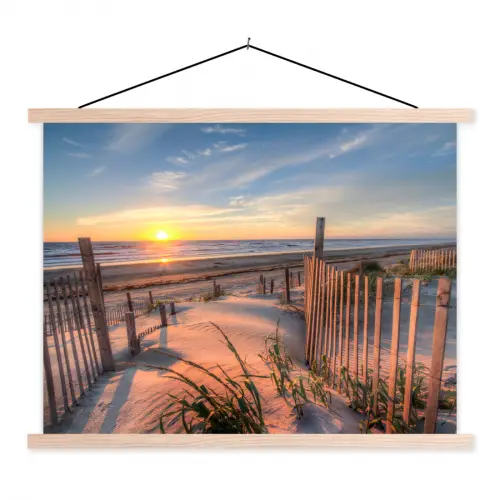 Strand - Zee - Duin - Zonsondergang - Landschap textielposter latten blank klein -3d