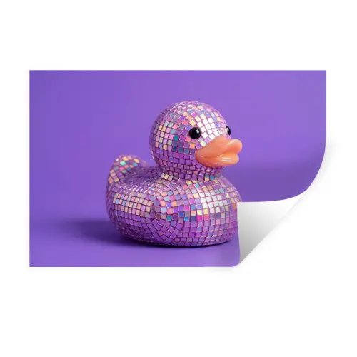Disco - Eend - Paars Muursticker klein -3d