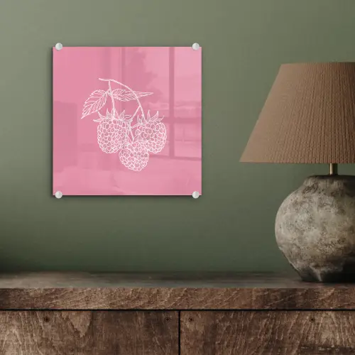 Frambozen - Steel - Getekend - Roze plexiglas 5mm klein -sfeer3