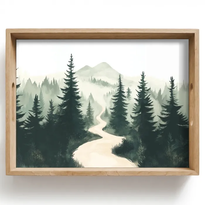Pad - Bomen - Bos - Illustratie Dienblad Rechthoek middel -z3d_shopping