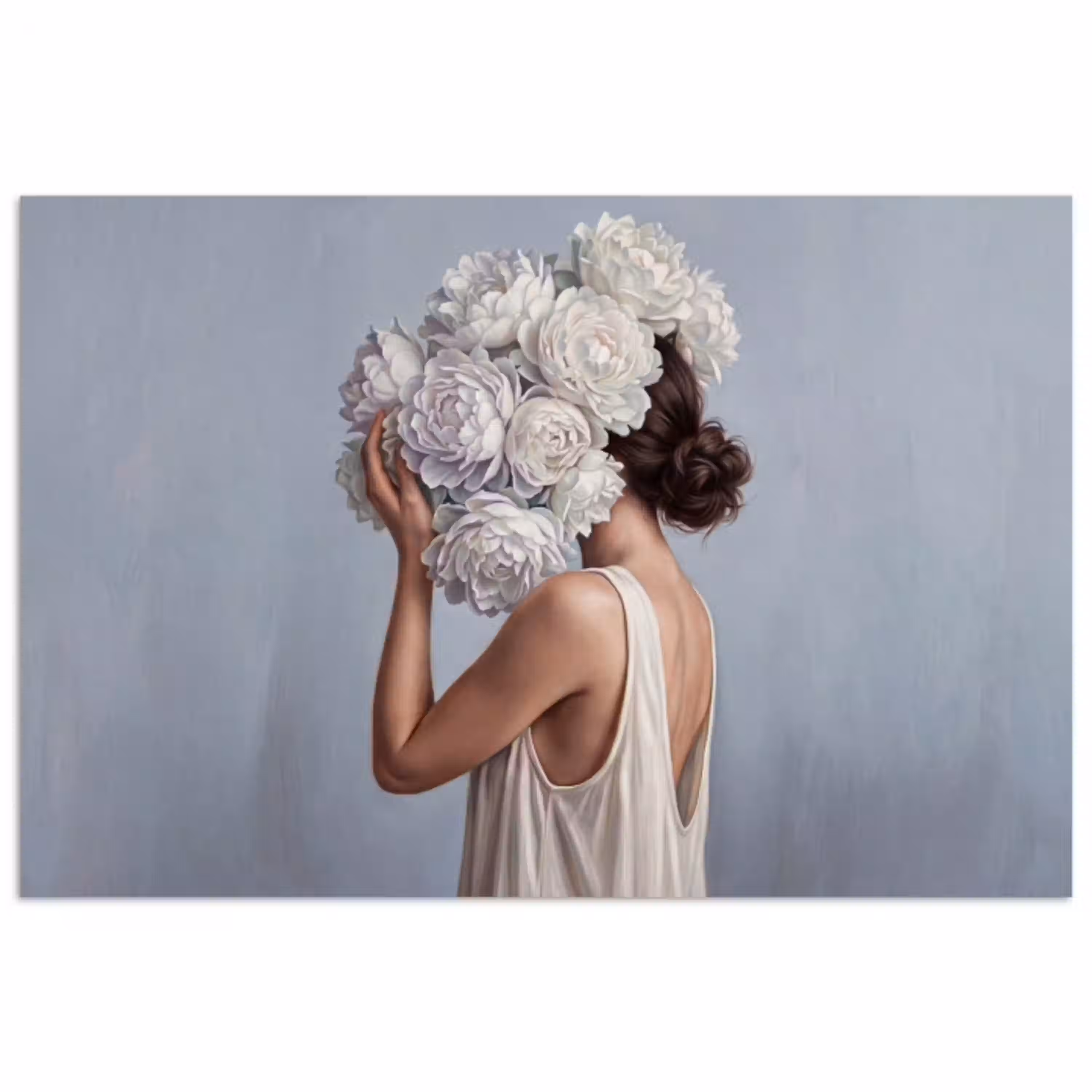 Bloemen - Vrouw - Wit poster papier klein -3d