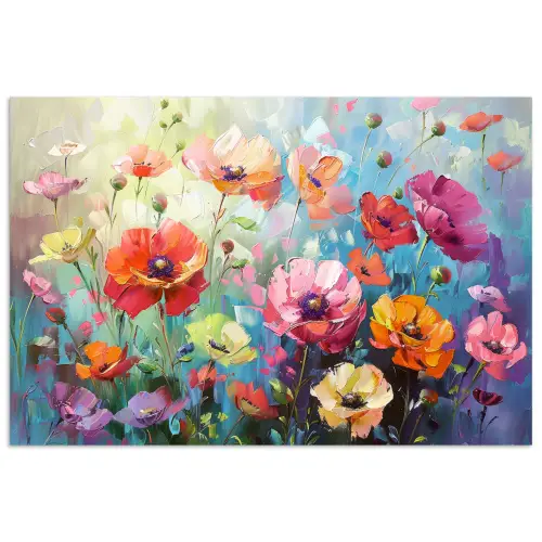 Bloemen - Kleurrijk - Waterverf - Natuur - Zomer poster papier klein -3d