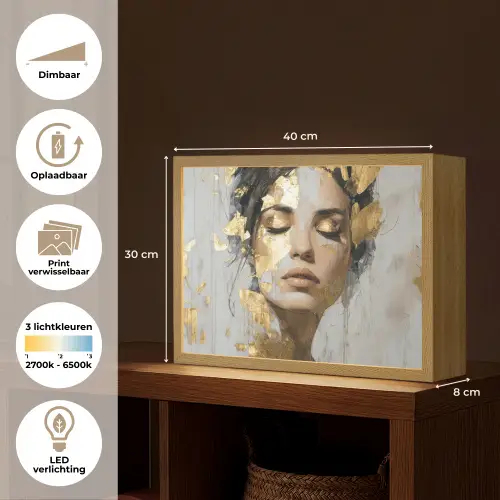 Sierlijk - Vrouw - Goud - Ogen Light Box met batterij (Wandlamp) middel -USP_websiteoverzichtNL