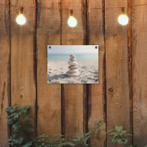 Stenen - Stapel - Zand - Zee tuinposter los doek klein -sfeer1