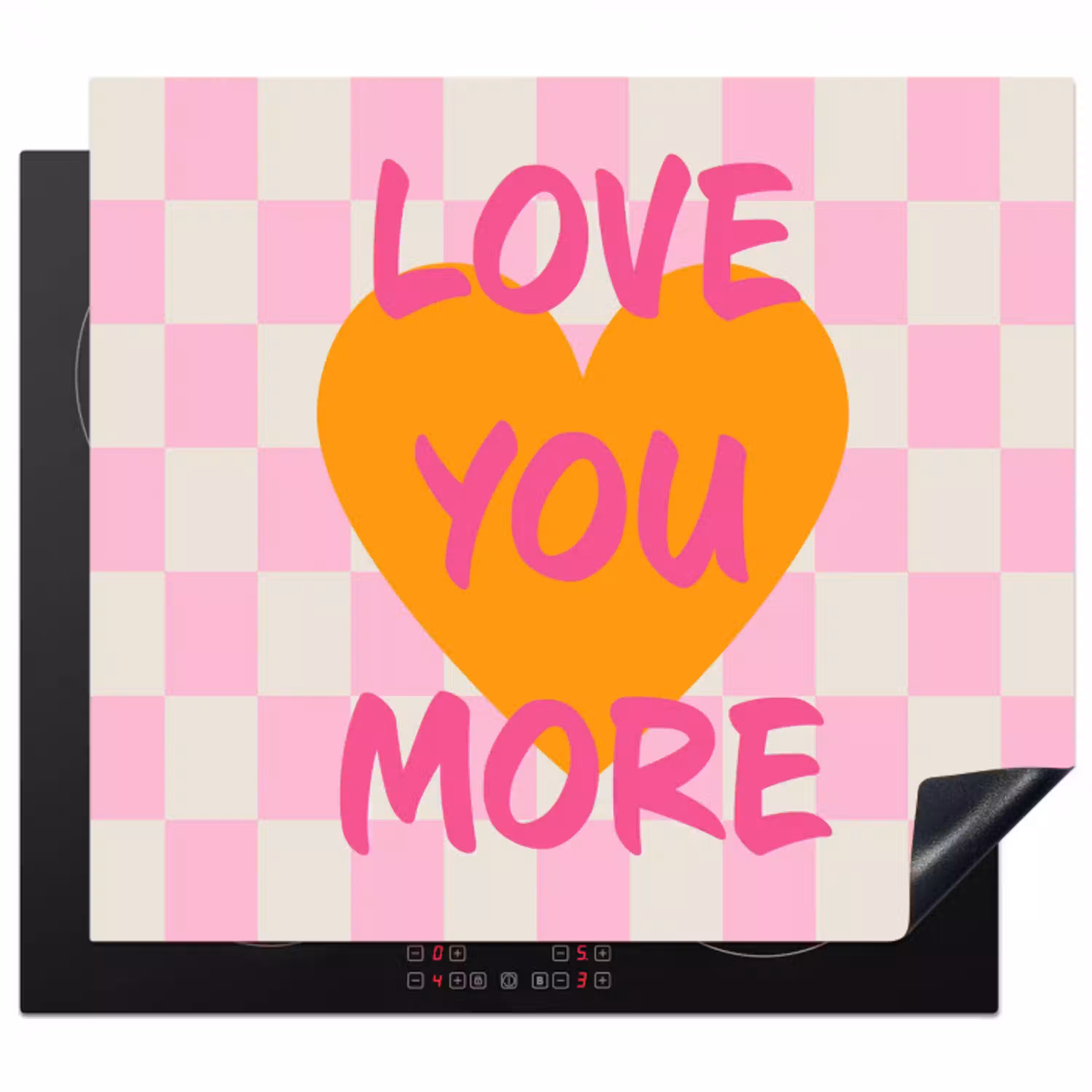 Valentijn - Love - Roze - Oranje Inductie beschermer vinyl 3mm middel -3d