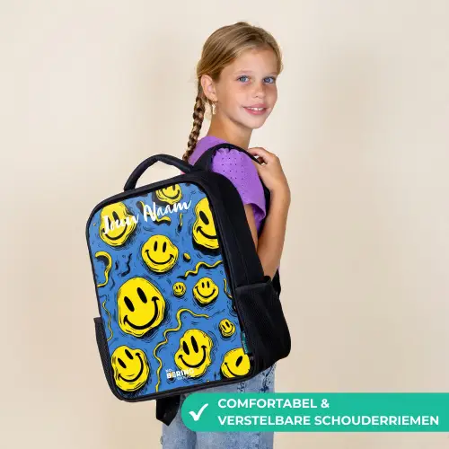 Smiley - Blauw - Geel Rugzak - Zwart middel -sfeer6_NL