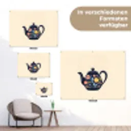 Theepot - Kleurrijk - Bloemen tuinposter los doek klein -Xsfeer9_DE