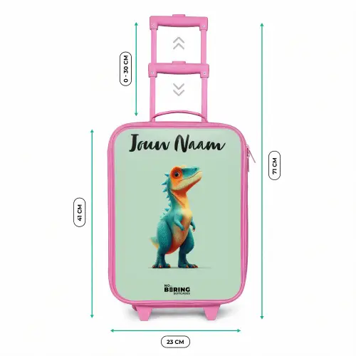 Dino - Dier - Groen - Oranje Kinderkoffer - Roze klein -productfoto_formaten